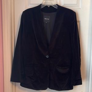 Madewell Velvet Feel Blazer - Black - Size: 12